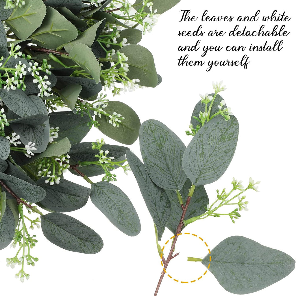Janinka 60 Pcs Artificial Seeded Eucalyptus Stems Mixed Greenery