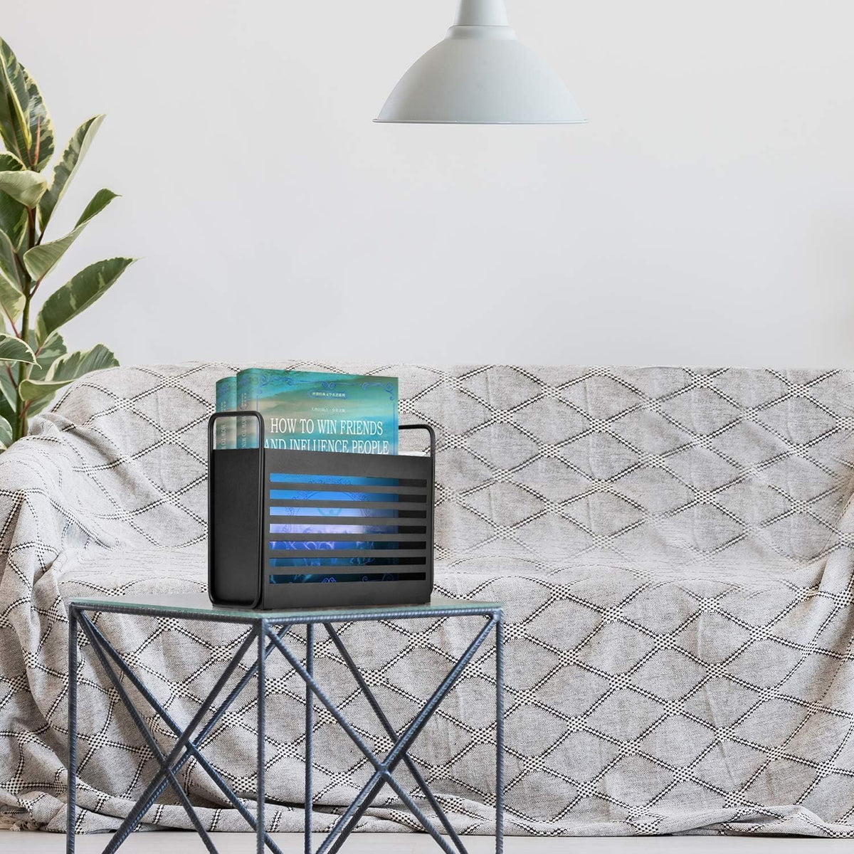 Metal Magazine Rack for Living Room, Modern Iron Magazine Holder Organizer with Sturdy Frame, Freestanding Newspaper and Book Storage Stand for Home Office Bedroom