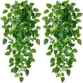 Sggvecsy Fake Hanging Plants 4 Pcs Artificial Hanging Plants Fake Ivy Vine Faux Pothos Vines Artificial Ivy Leaves Greenery Plant for Room Patio Home Indoor Outdoor Shelf Wall Garden Decor(No Baskets)