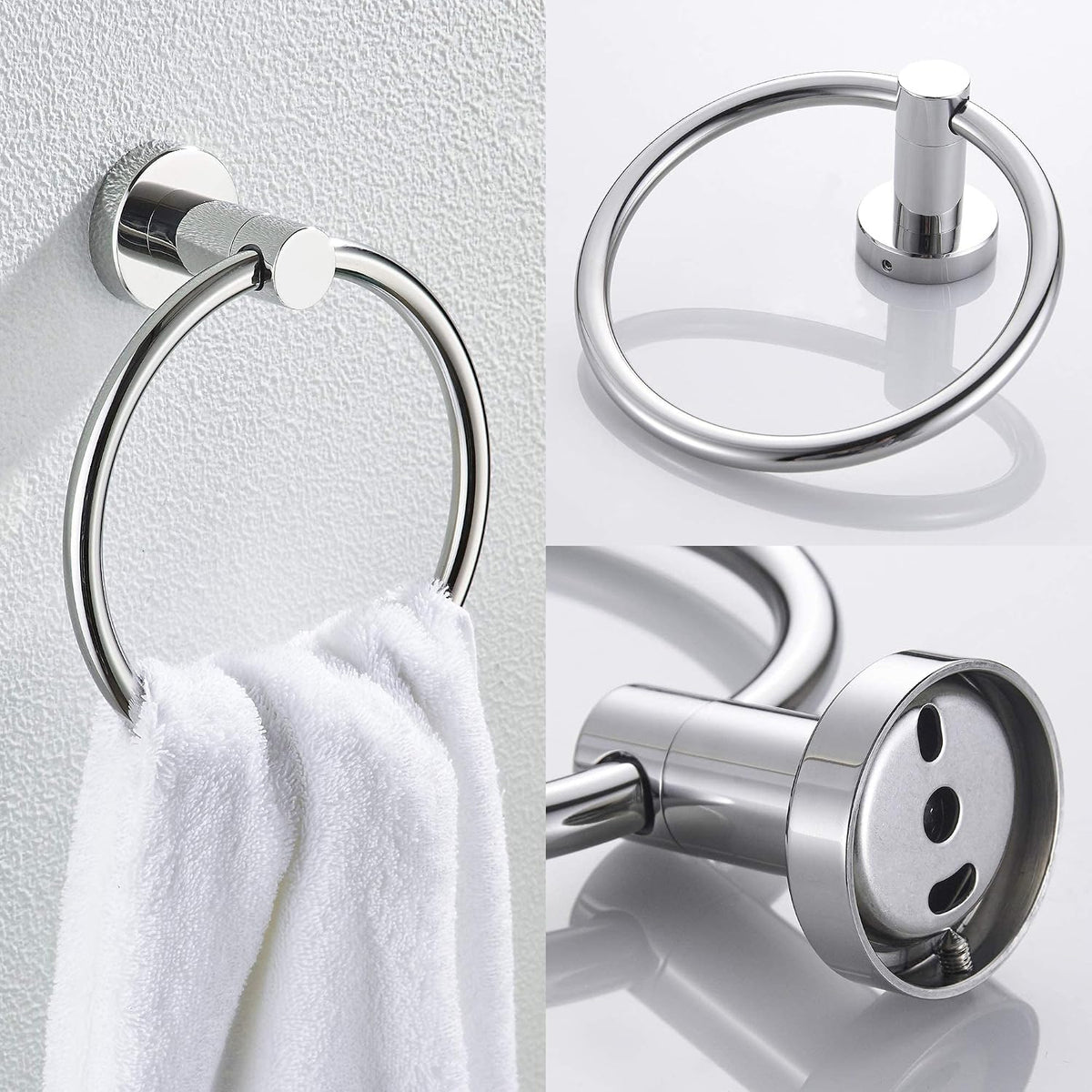 MARMOLUX ACC Bathroom Hardware Set Towel Racks 4 Pieces Hand Towel Ring Holder-Toilet Paper Holder-Towel Hook-Towel Bar Heavy Duty Wall Mount Bathroom Accessories SUS 304 Stainless Steel Mirror Finish