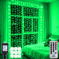 300 LED Green Curtain String Lights 9.8x9.8FT, Plug in Fairy Lights, 9 Hooks, Dimmable Timer 8 Modes, IP44 Waterproof, Gaming Room Wall Summer Patio Party Jungle Window Indoor Outdoor Decor