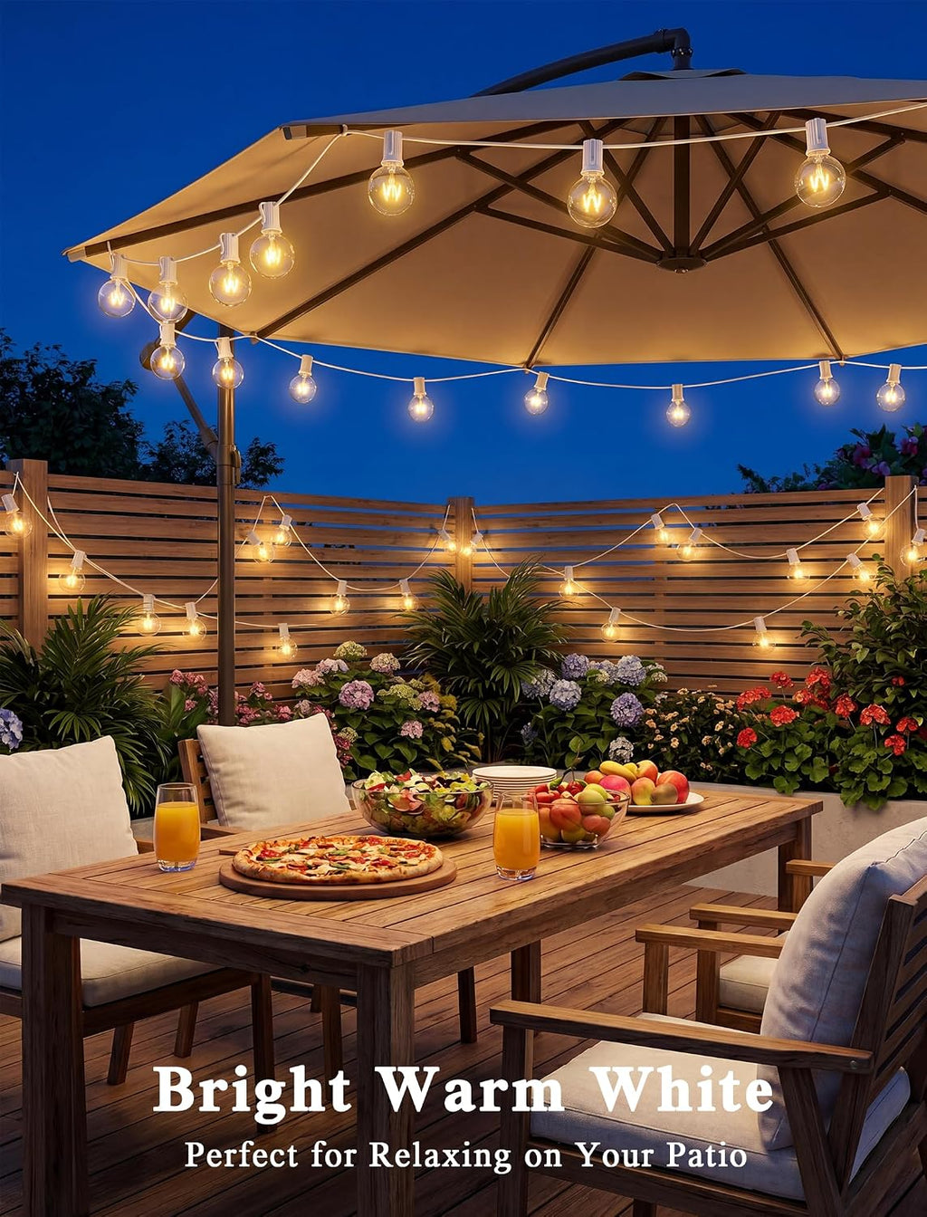 Abeja 25FT Outdoor White String Lights, G40 Globe Patio Lights with 27 Clear G40 Bulbs, Waterproof Hanging Outdoor Light for Backyard Porch Balcony Party Decor - White Wire