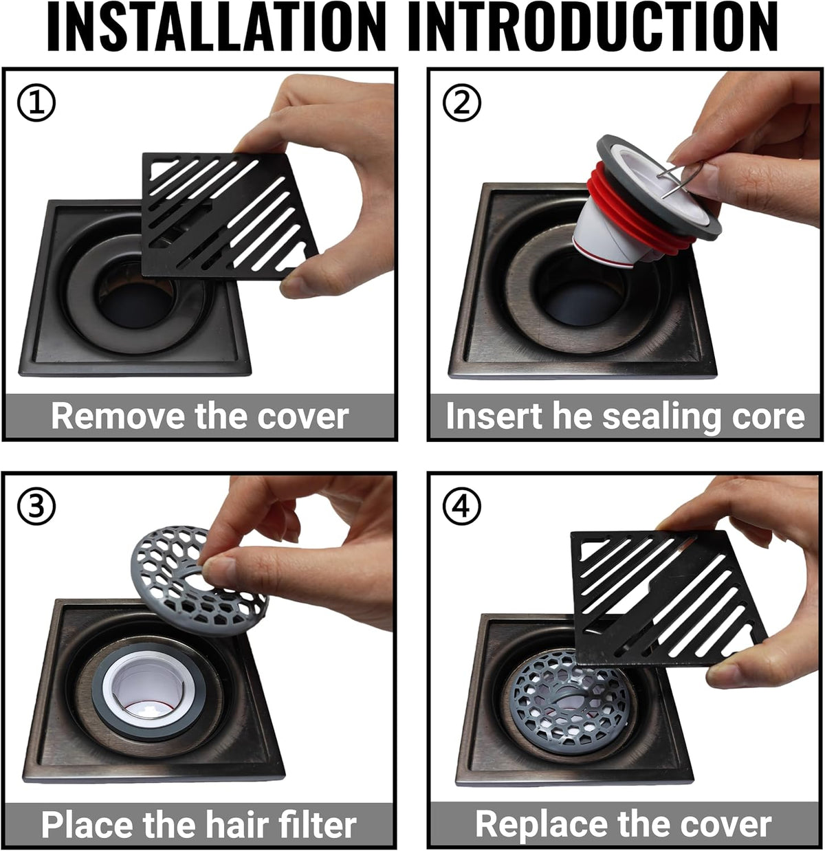 2-Inch Magnetic Shower and Floor Drain Seal with Hair Catcher