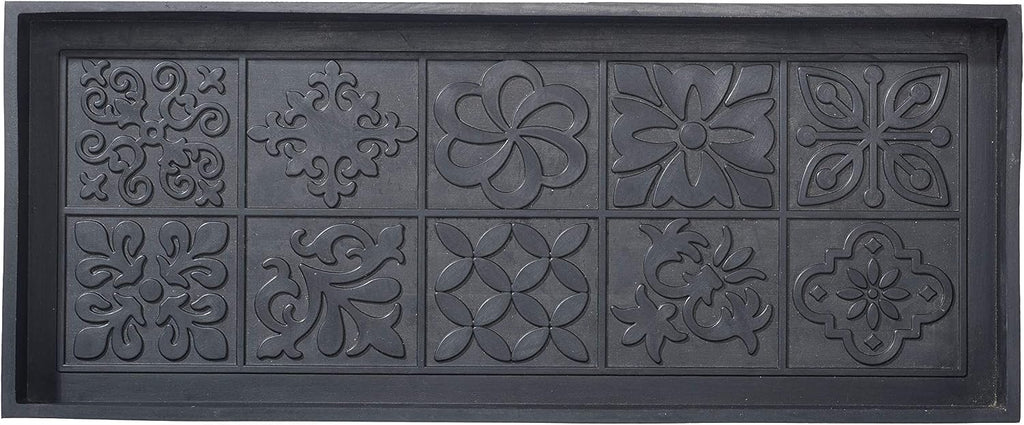 HF by LT Tile Design Deluxe Rubber Boot Tray, 34 x 14 inches, Heavy Duty Vulcanized Rubber, One-Piece Seamless Construction, Year Round Use Indoors or Outdoors, Black