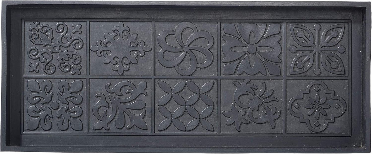 HF by LT Tile Design Deluxe Rubber Boot Tray, 34 x 14 inches, Heavy Duty Vulcanized Rubber, One-Piece Seamless Construction, Year Round Use Indoors or Outdoors, Black