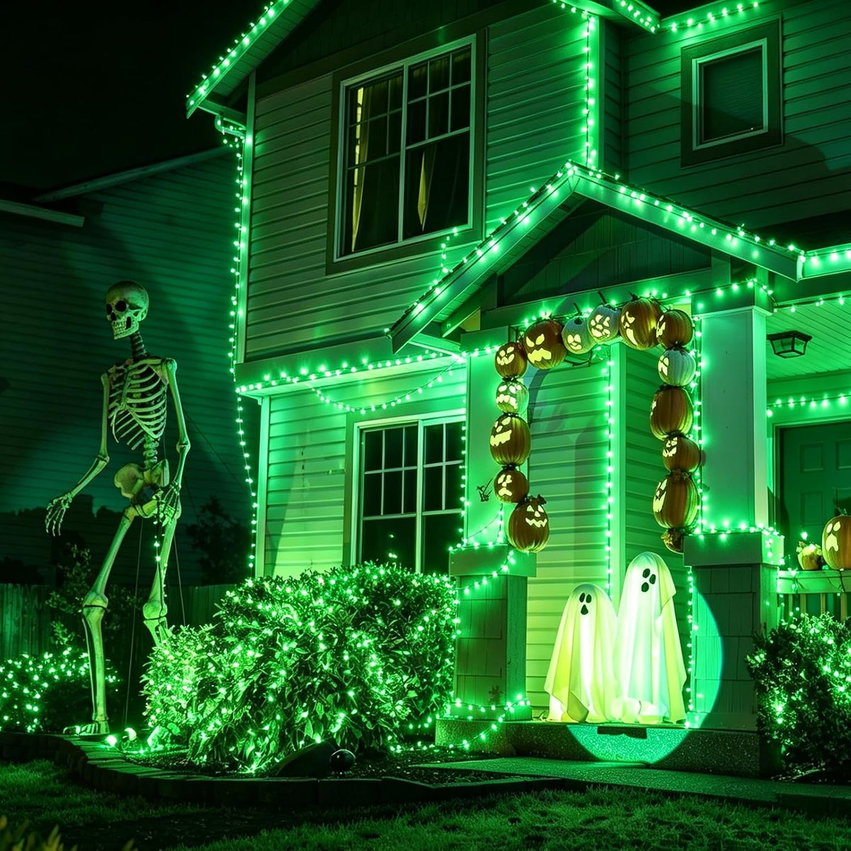 LAMPHOME Green Halloween String Lights,100LED 21.6Ft St Patrick Day Lights, Waterproof Green Christmas Lights for Indoor Xmas Tree Garland Birthday Wedding Party Festival Decoration, Green Wire