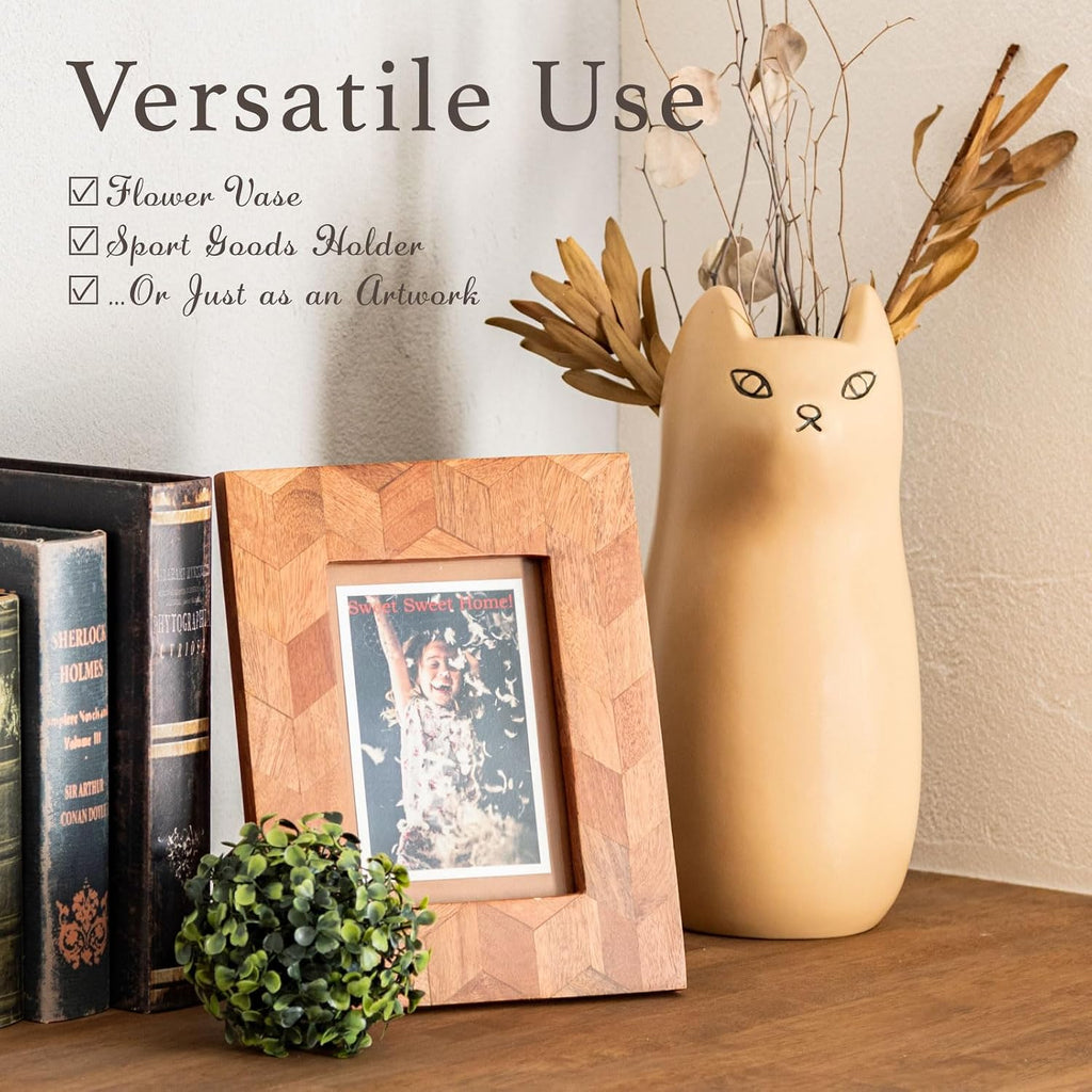 PaletteLife Cat Umbrella Stand, Medium Ceramic Umbrella Holder for Entryway, Cute Scandinavian Decorative Umbrella Rack, Brown