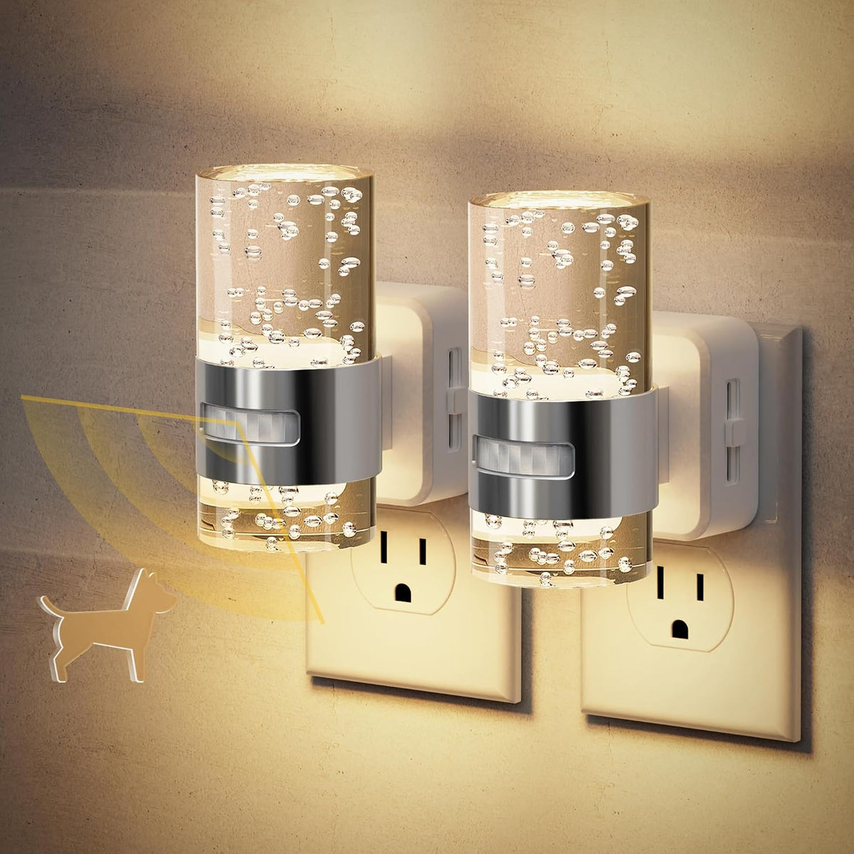 JandCase Motion Sensor Night Light, Dimmable Night Lights Plug Into Wall