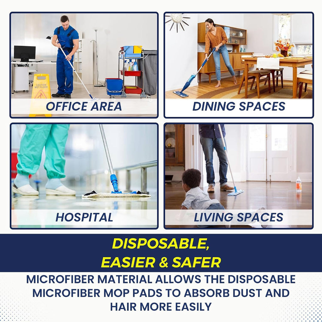 24-Pack Disposable Microfiber Pads for 16-18" Flat Mop, for Bona/Rubbermaid