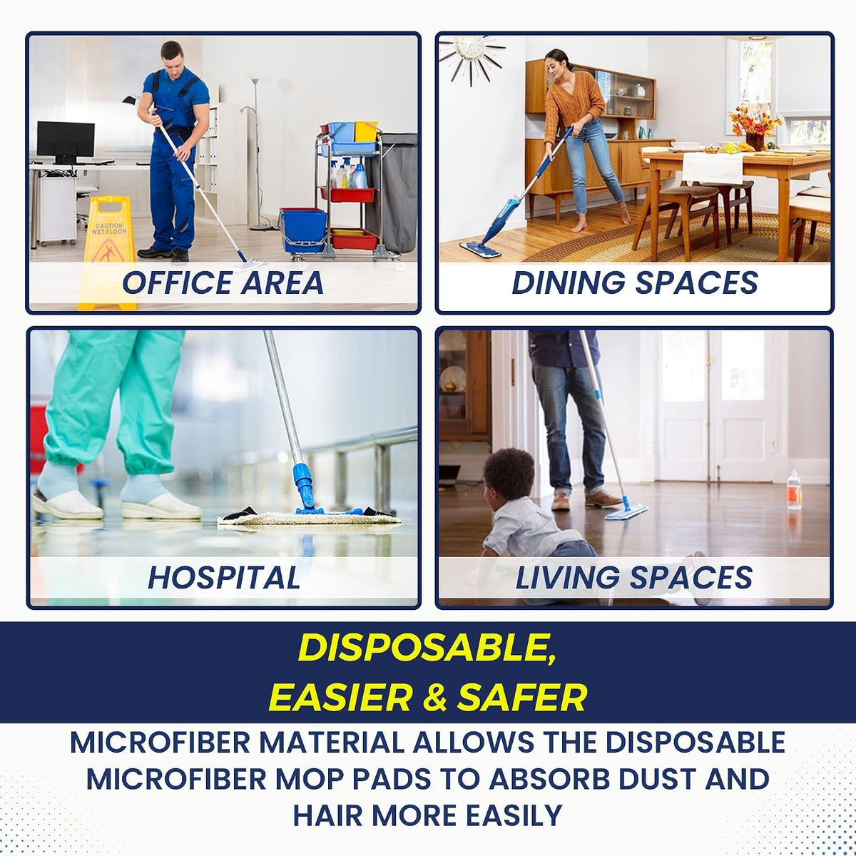 24-Pack Disposable Microfiber Pads for 16-18" Flat Mop, for Bona/Rubbermaid