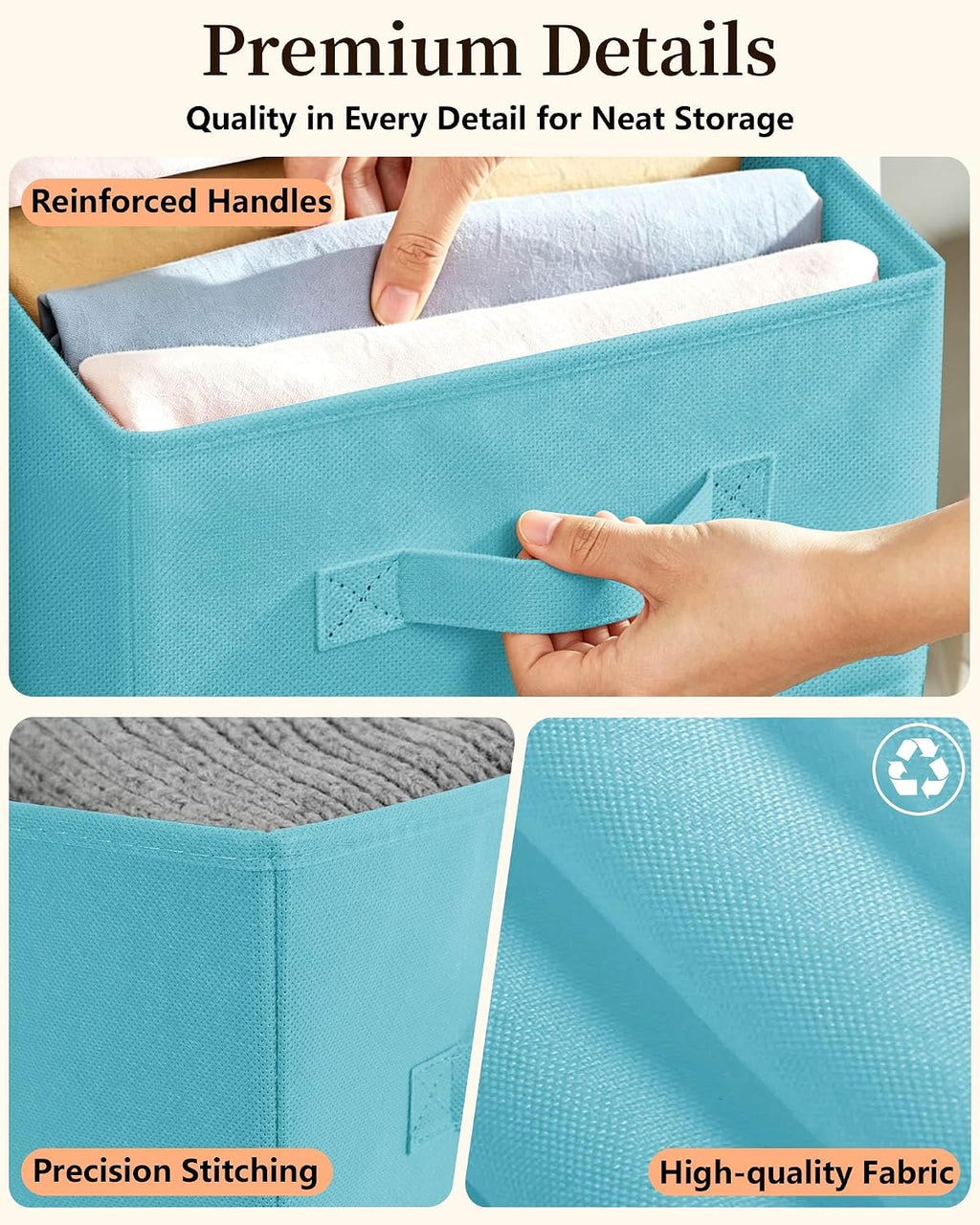 LHZ.K Cube Storage Bins, Foldable Fabric Storage Bins, 6Pcs, Rainbow