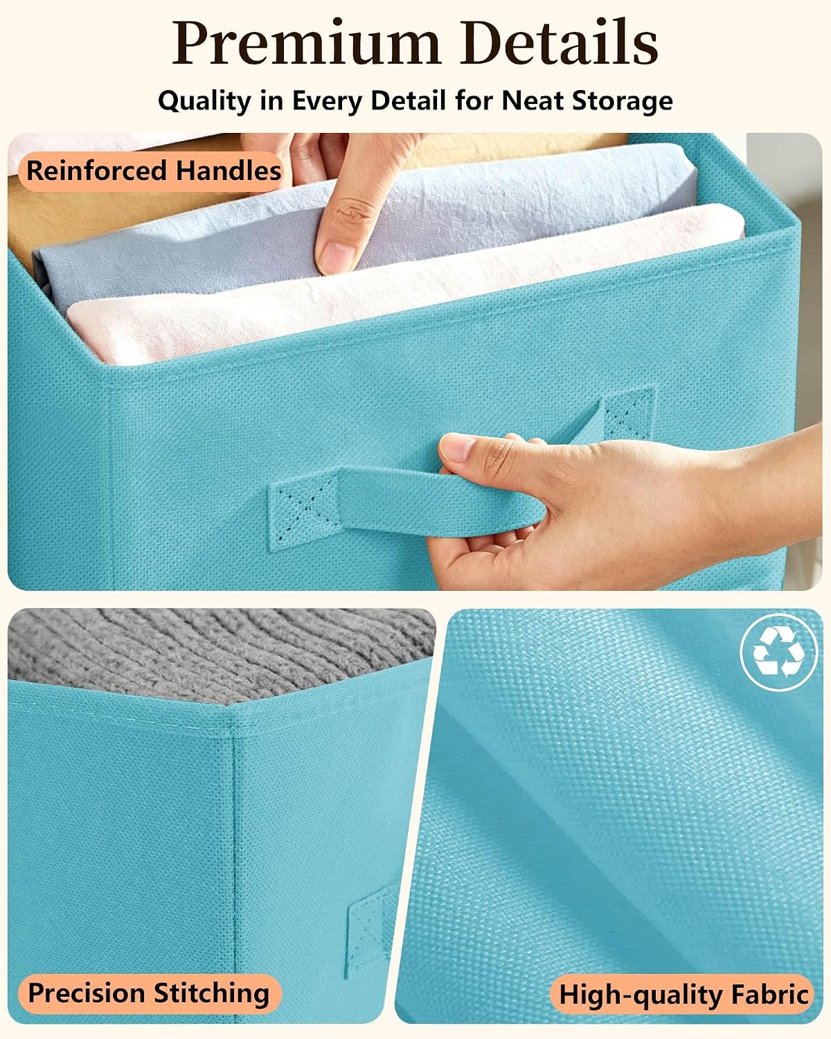 LHZ.K Cube Storage Bins, Foldable Fabric Storage Bins, 6Pcs, Rainbow