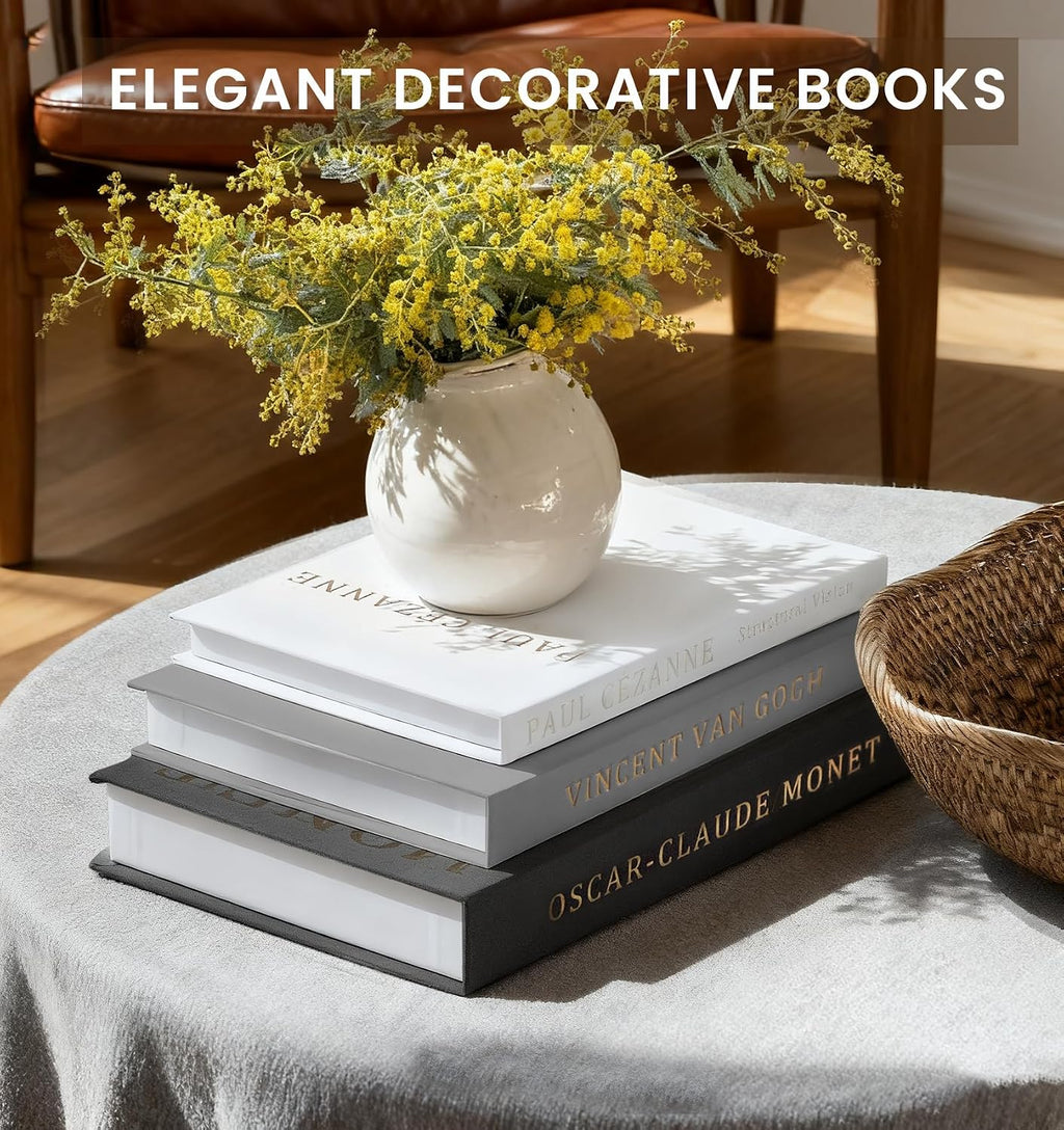 Aesthetic Decorative Books - Coffee Table Books Decor - Faux Decor Book Storage Box for Decoration - Set of 3 Linen Fake Book for Home Table Decor - Bedside Tables Decors - Home Room Bookshelf Decors