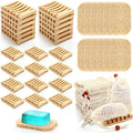 Baderke Soap Saver Wooden Dish Holder Bag and Pads, Wood Color, 36 Pcs