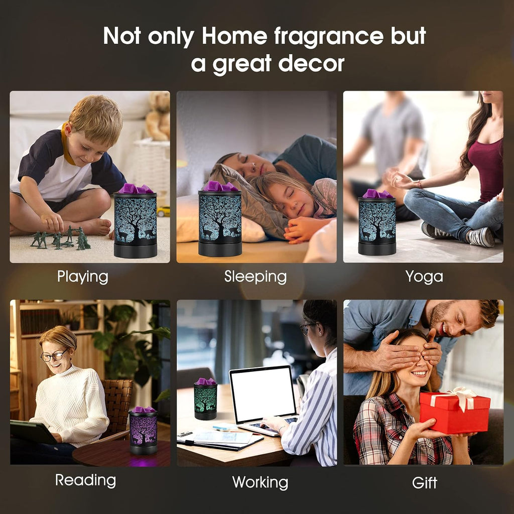 Enaroma Fragrance Wax Melts Warmer with 7 Colors LED Changing Light Scent Oil Candle Warmer for Home Office-Deer Timer