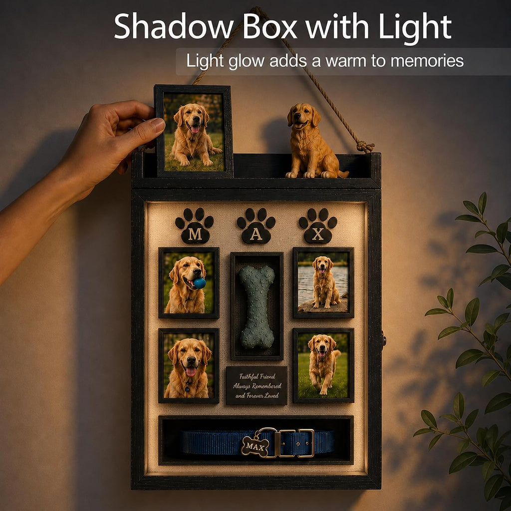 11x16 Shadow Box Frame with Shelves, Memorial Display Case, Black