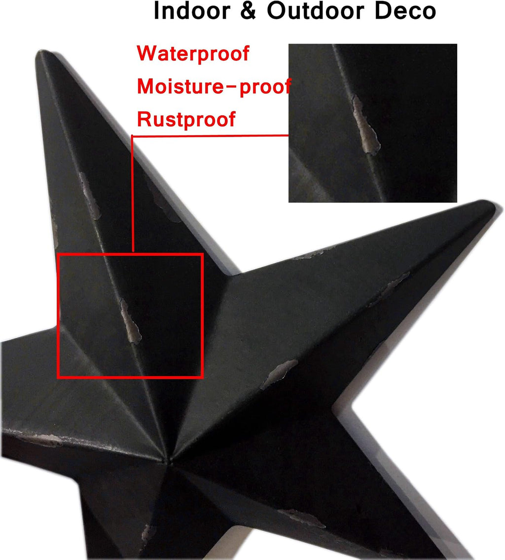 YL Crafts - Metal Star Wall Decoration Mounted Wall Art 3pcs/Set (Black)