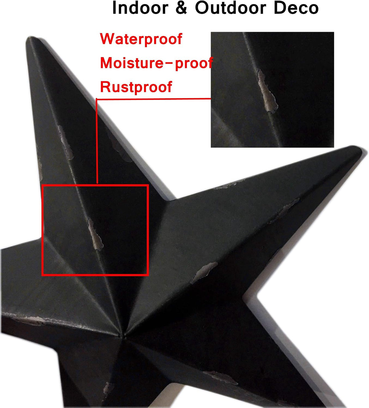 YL Crafts - Metal Star Wall Decoration Mounted Wall Art 3pcs/Set (Black)