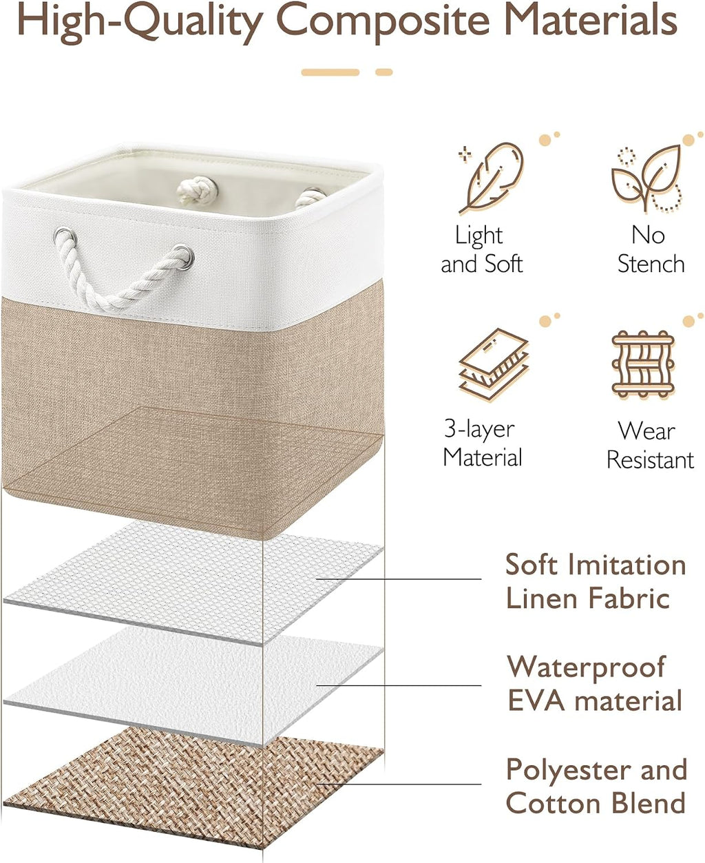 Patvingot 11-Inch Fabric Cube Storage Bins with Handles,4 Pack,Foldable