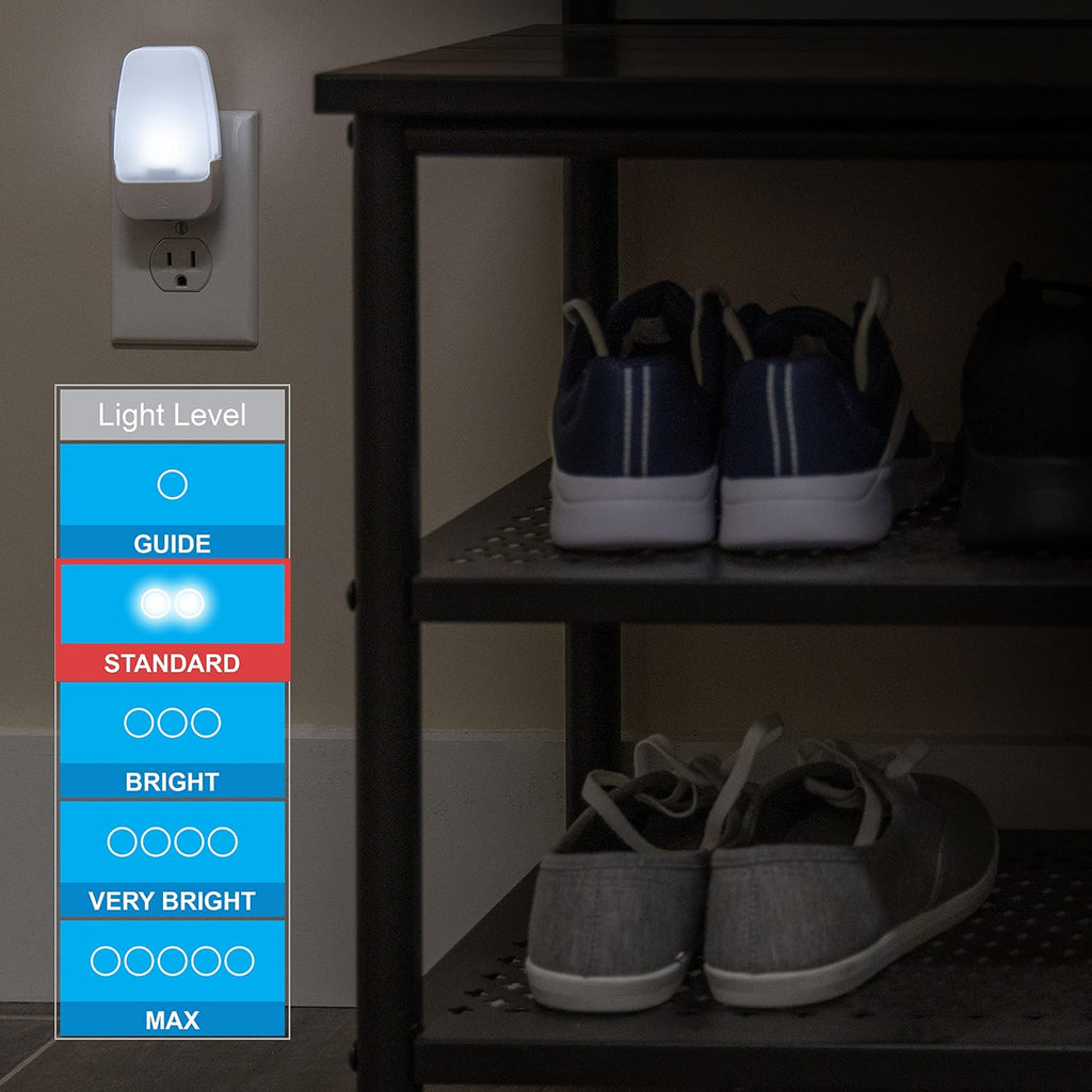 GE Plug in Night Light, Dusk to Dawn Sensor, Cool White 5000K, 4 Pack