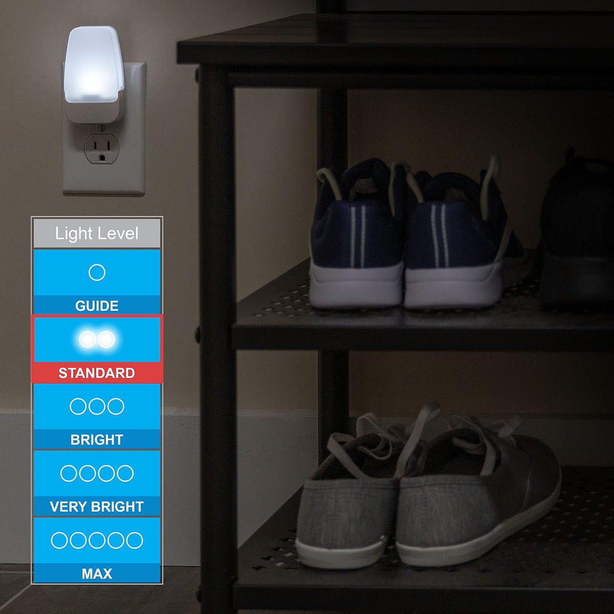 GE Plug in Night Light, Dusk to Dawn Sensor, Cool White 5000K, 4 Pack