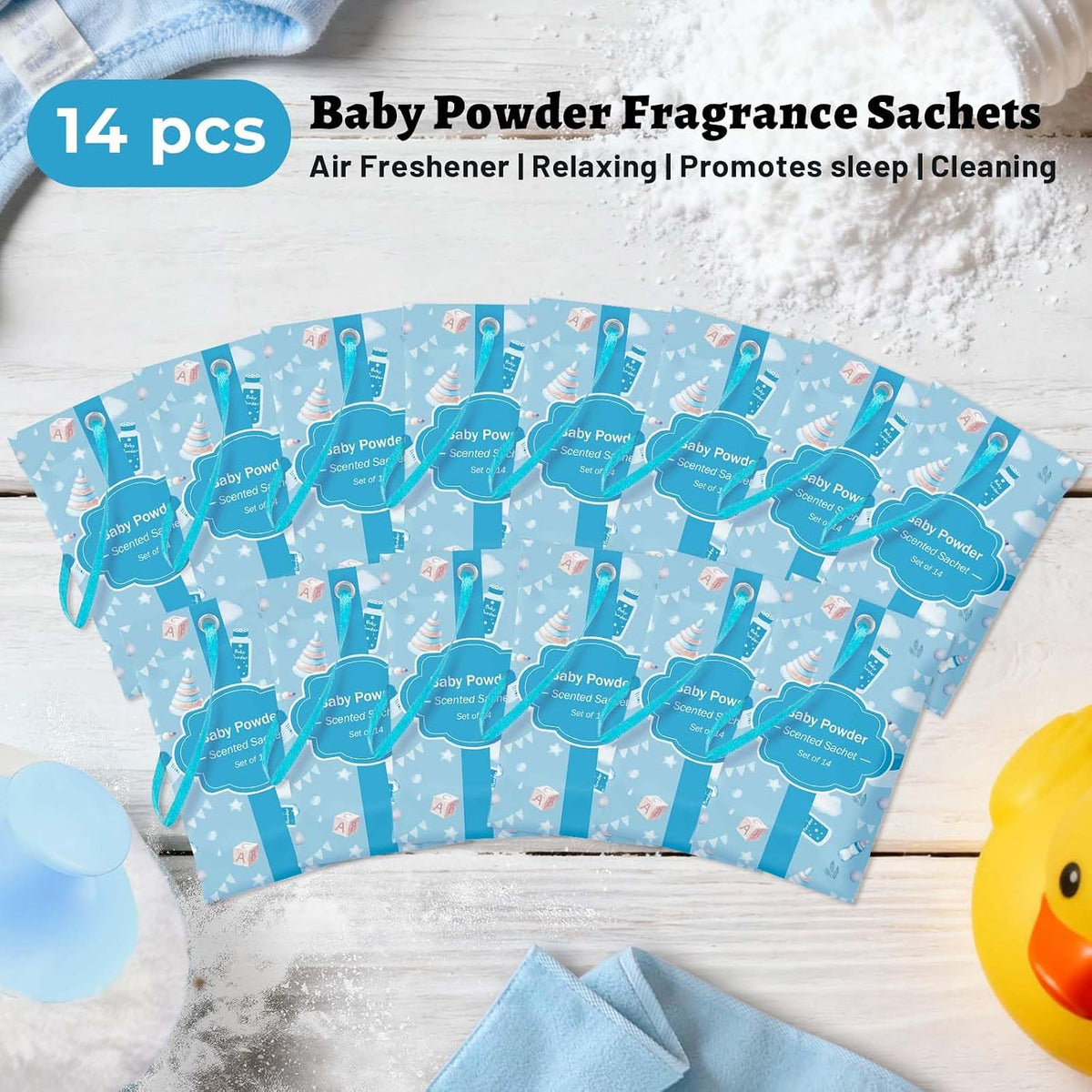 STRN Scented Sachets for Drawer and Closet, Baby Powder Scent 14 Packs