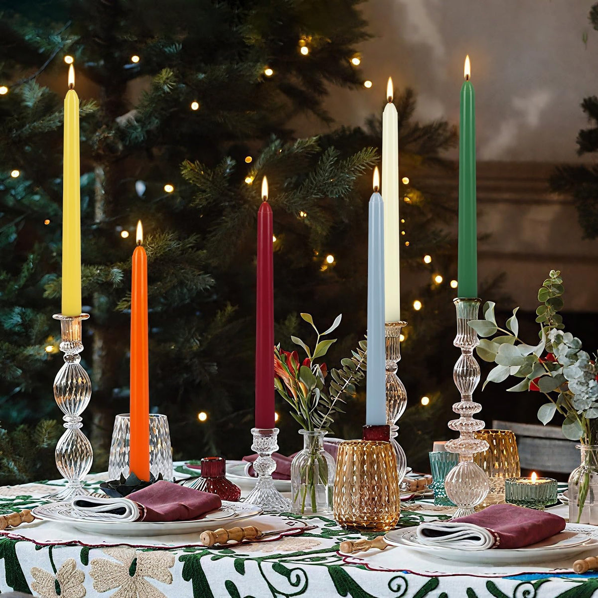 Howemon 24 Pack 10" Tall Colored Taper Candles, Dripless Unscented Colorful Candlesticks for Birthdays Dinner Party Home Décor, Long Burning Spell Chime Candles for Witchcraft Ritual Prayer Meditation