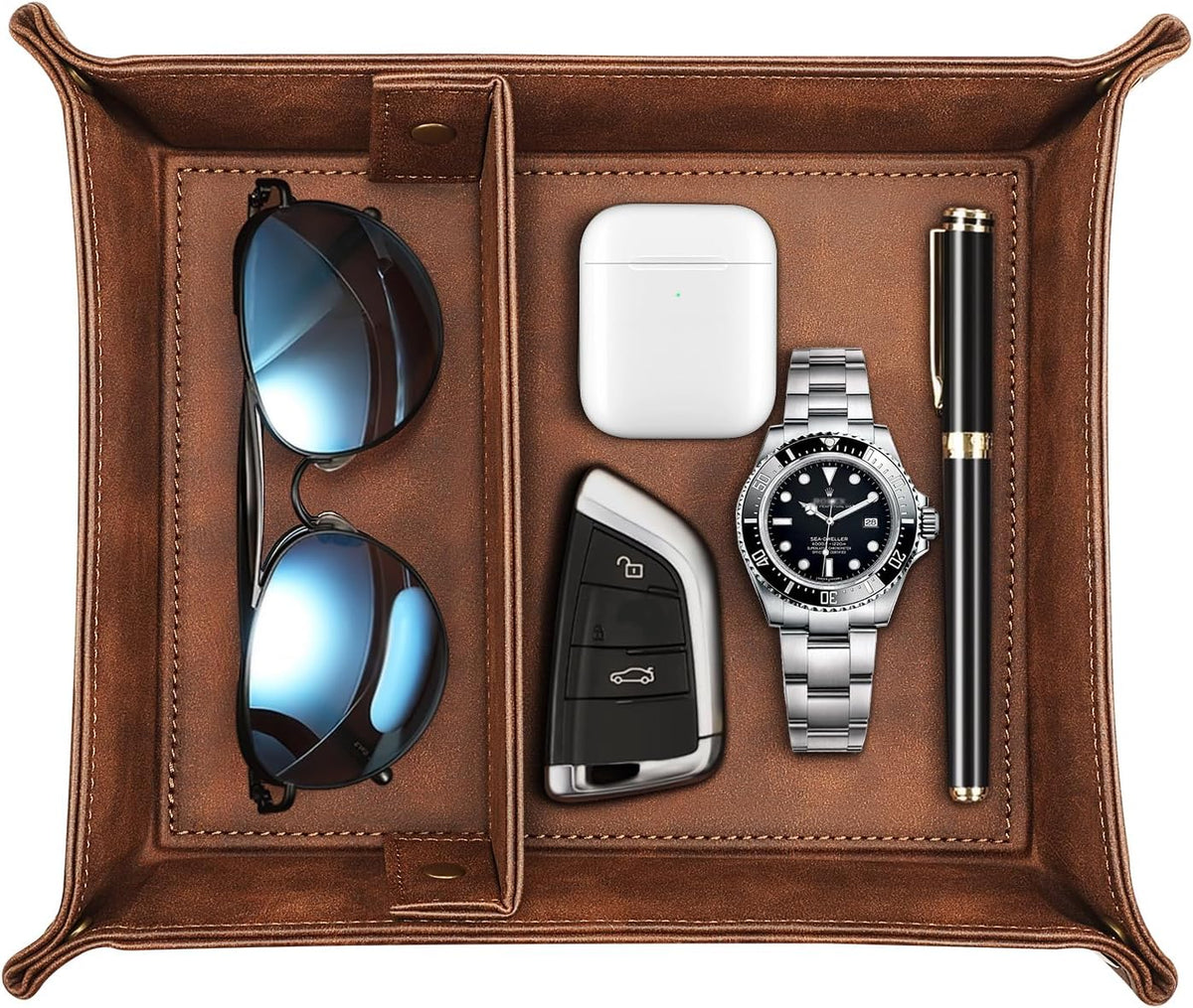 SITHON Valet Tray Desktop Storage Organizer with 2 Compartments