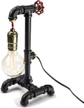 Loft Style Lamp with Dimmer, Dimmable Steampunk Industrial Vintage Antique Style Light, Iron Piping Aged Rustic Metal Desk Lamp, Y-Nut "Fisherman" (Dark Black) QTF-TB01-BBLK