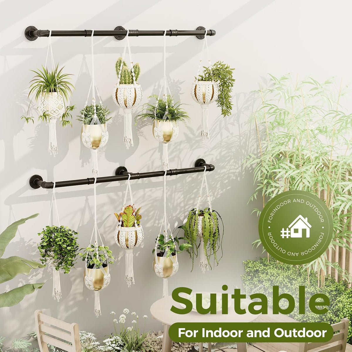 Bamworld Window Plant Hanger Indoor 63in 2PCS Hanging Planters for Indoor