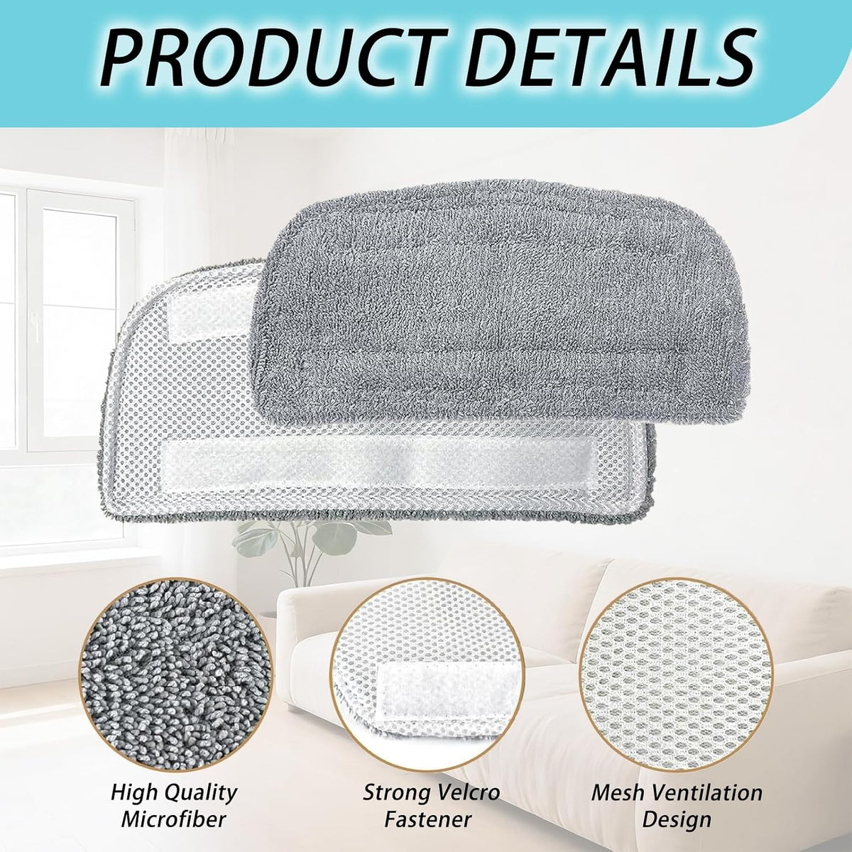 Steam Mop Pads, 4 Pack Microfiber Washable Replacements