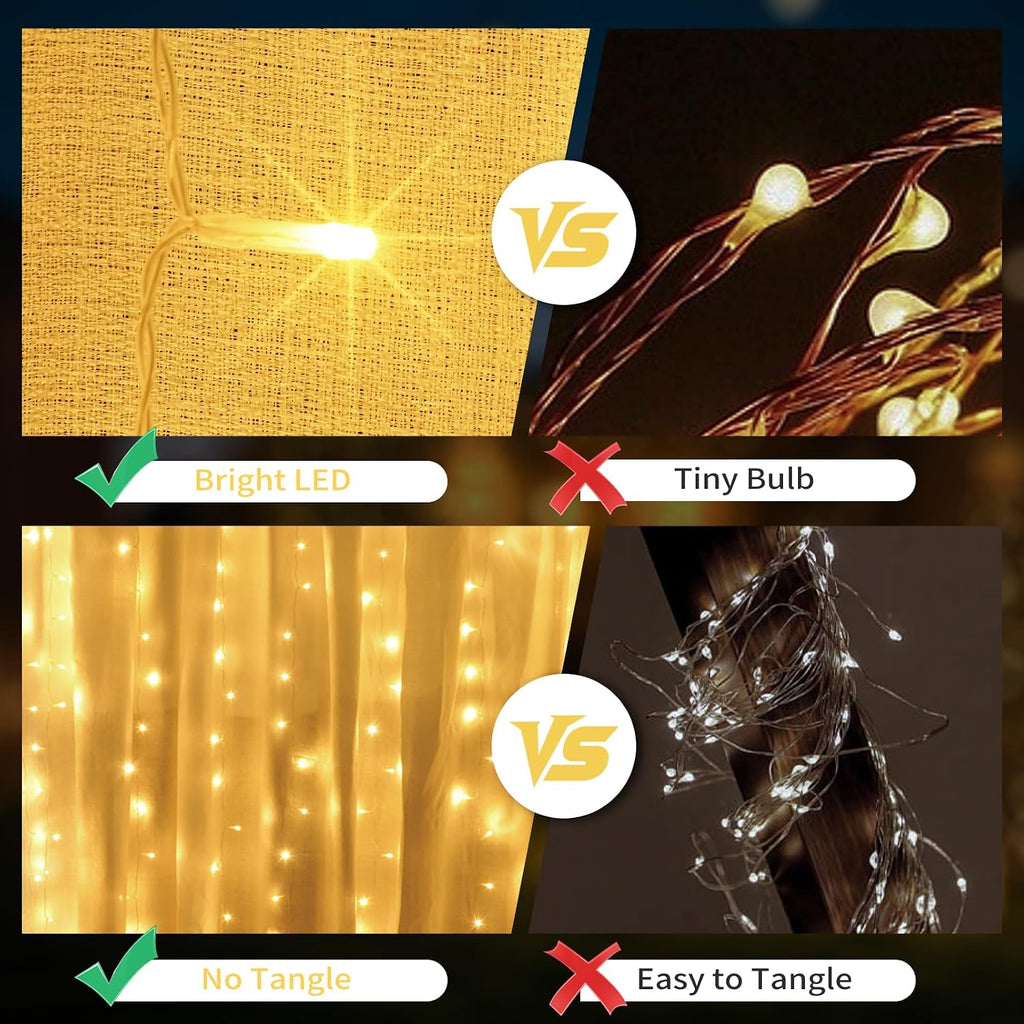 Color Changing Curtain Lights, Pink & Warm White Window String Decor