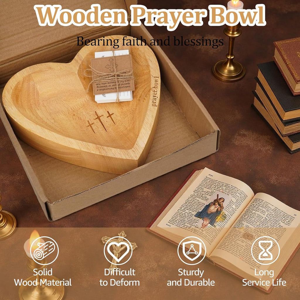 Prayer Bowl with Cards, Heart Decor Bowl, Christian Gifts for Women