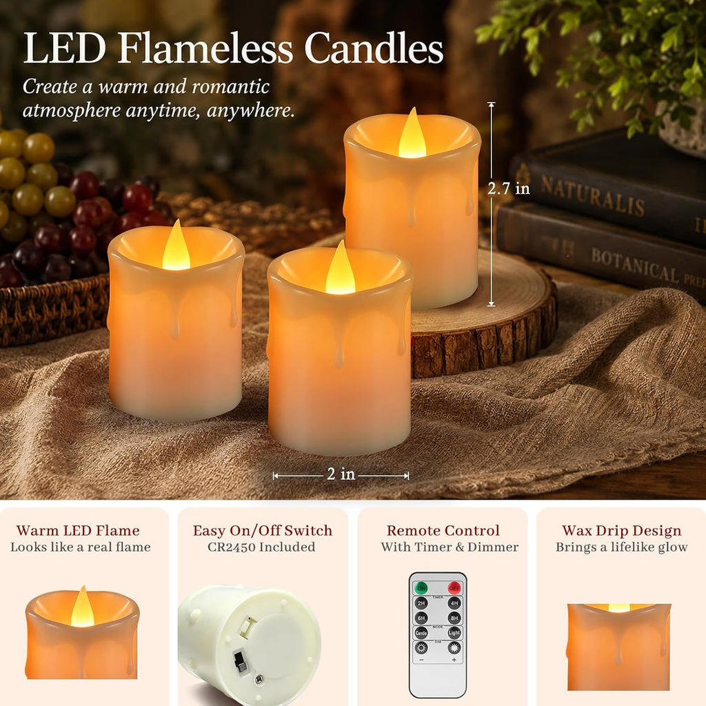 Flameless Votive Candles, 2"x2.7" Battery LED Tealights Ivory 12 Pack