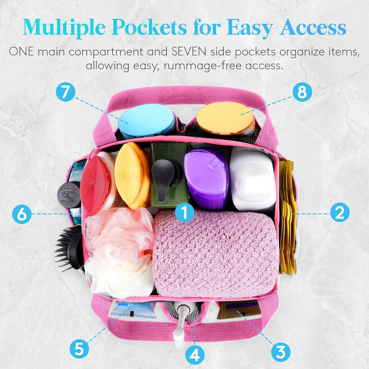 Lifewit Mesh Shower Caddy Portable, Dorm Room Essentials, 1 Pack, Pink