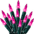 Joiedomi Pink Christmas String Lights,100 Count 21.4FT Fairy Tree Lights Plug in for Indoor Outdoor Xmas Valentines Decor Patio Holiday Theme Party Yard House,Green Wire