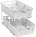 Simple Houseware 2 Tier Pull-Out Sliding Drawer Under Sink Storage, White