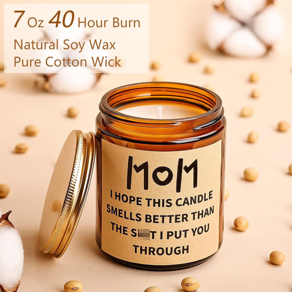 Best Birthday Christmas Gifts for Mom from Daughter and Son, Funny Mom Birthday Gifts, Mom Christmas Gifts, Lavender Soy Scented Candles for Home Scented Black