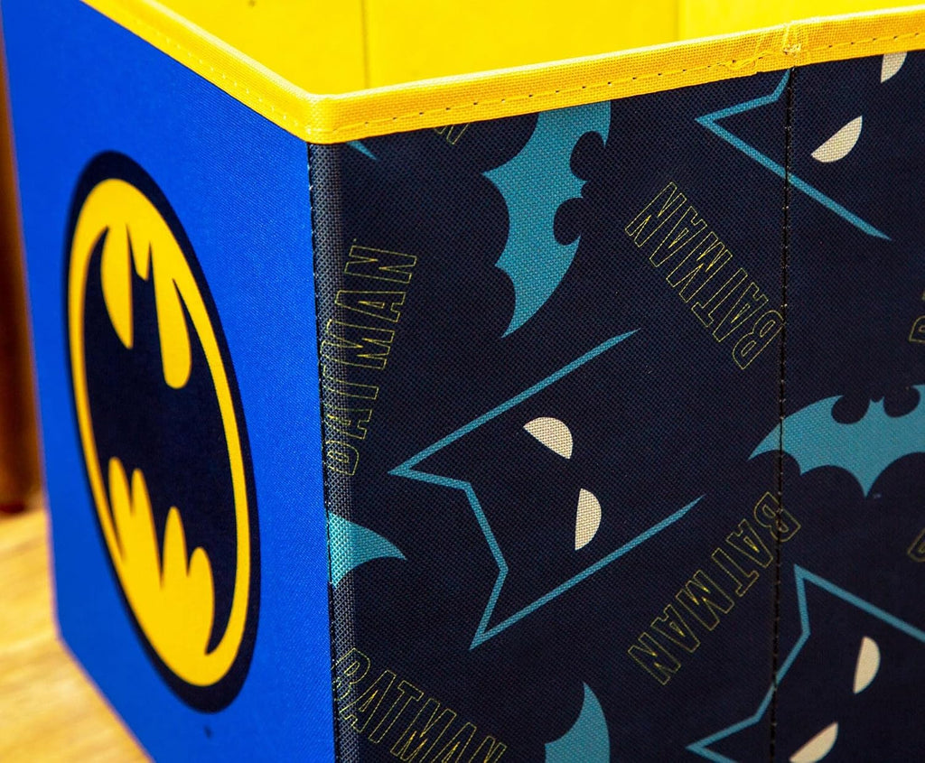 Ukonic DC Comics Batman Logo 11-Inch Storage Bin Cube Organizer | Fabric Basket Container, Cubby Cube Closet Organizer | Comic Book Superhero Toys, Gifts And Collectibles