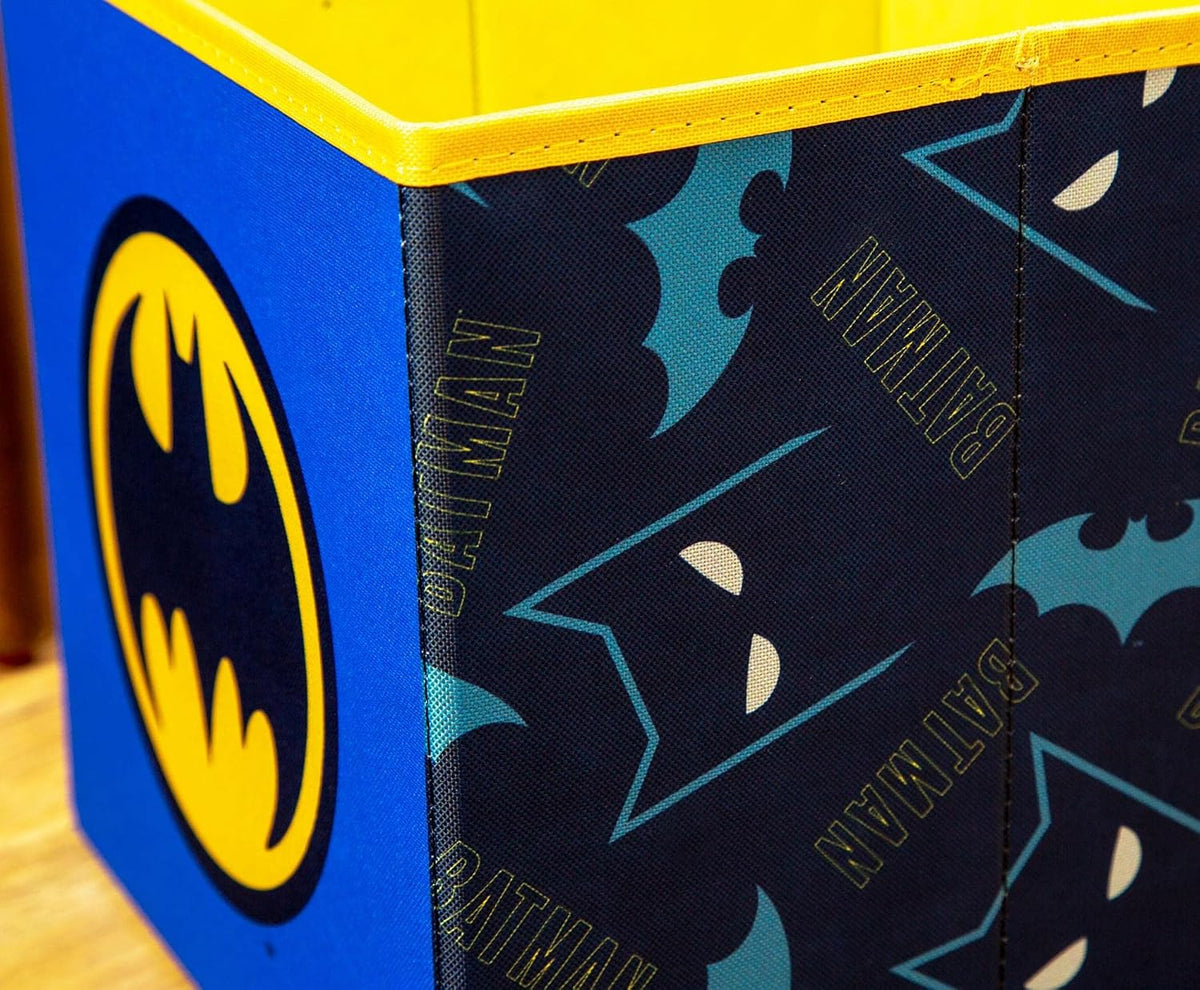 Ukonic DC Comics Batman Logo 11-Inch Storage Bin Cube Organizer | Fabric Basket Container, Cubby Cube Closet Organizer | Comic Book Superhero Toys, Gifts And Collectibles