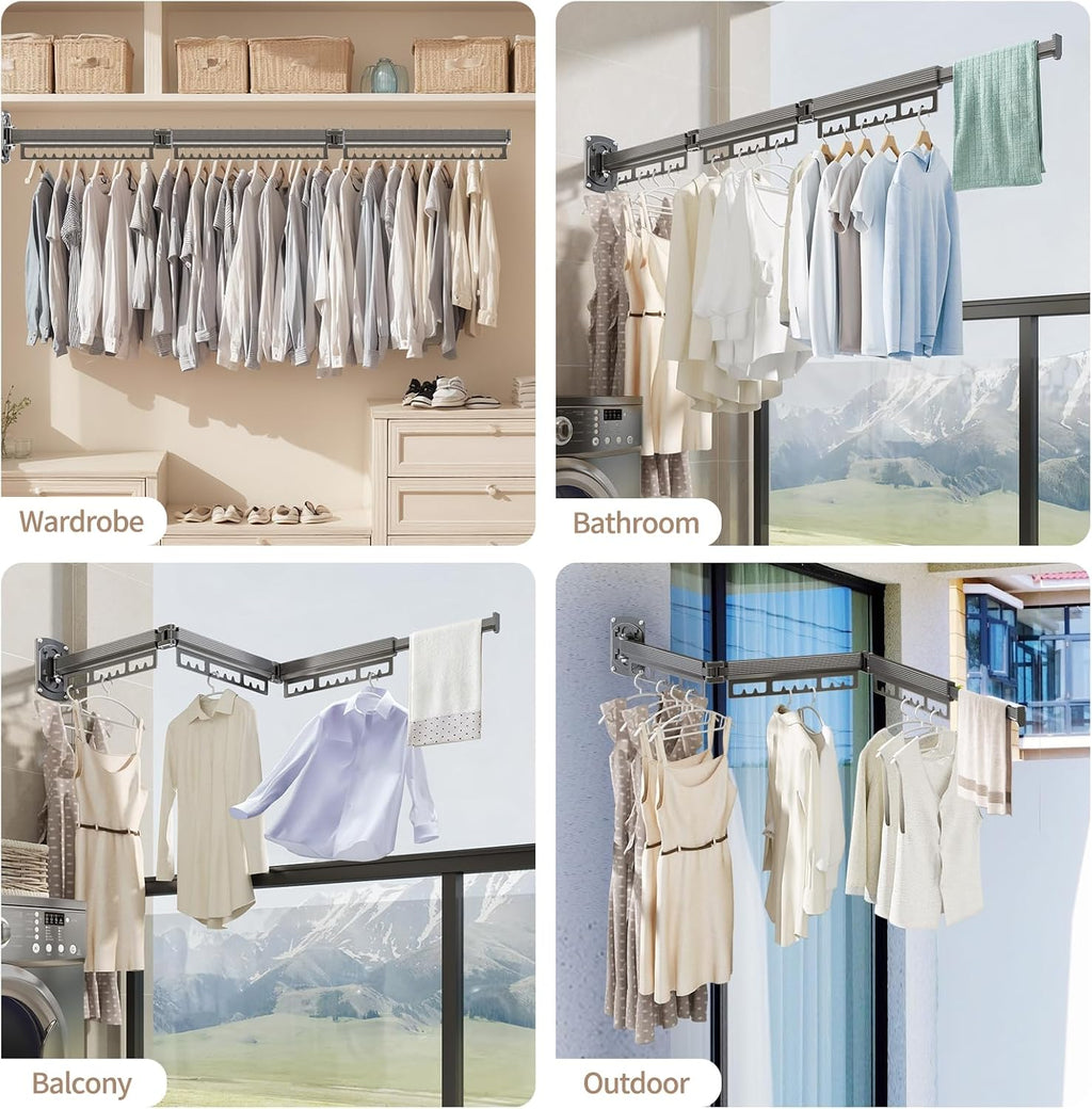 Wall Mounted Clothes Drying Racks for Small Spaces,Foldable,that Fits Suitable for Bathroom,Small Balcony,Apartment,RV,Easy to Install and Disassemble Durable (2 Sections-White)