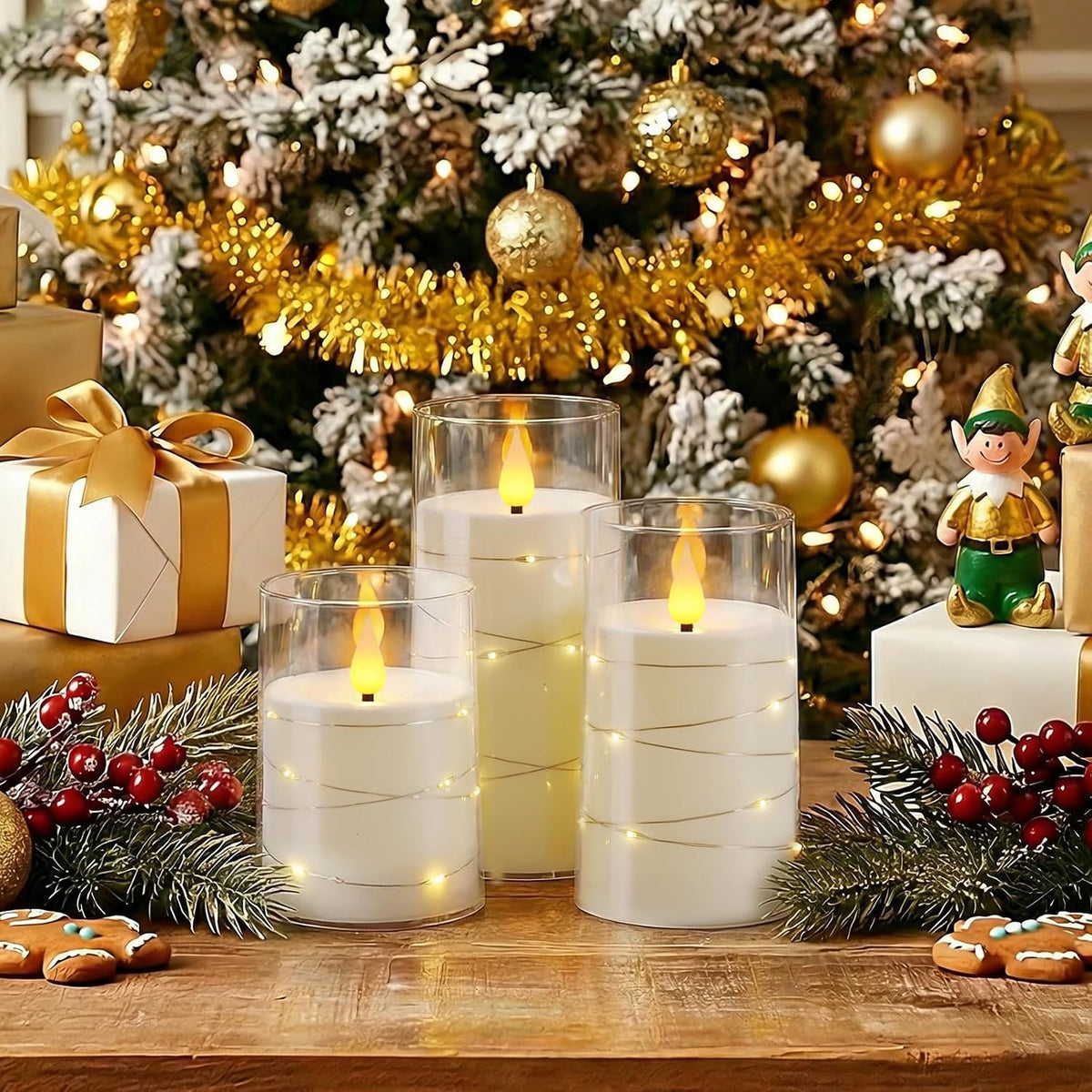 Homemory Flickering Flameless Candles, White LED Pillar Candles with Remote