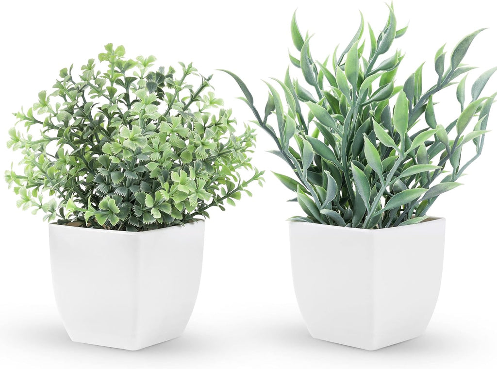 Der Rose 2 Pack Faux Plants Indoor Mini Plants for Desk Decor
