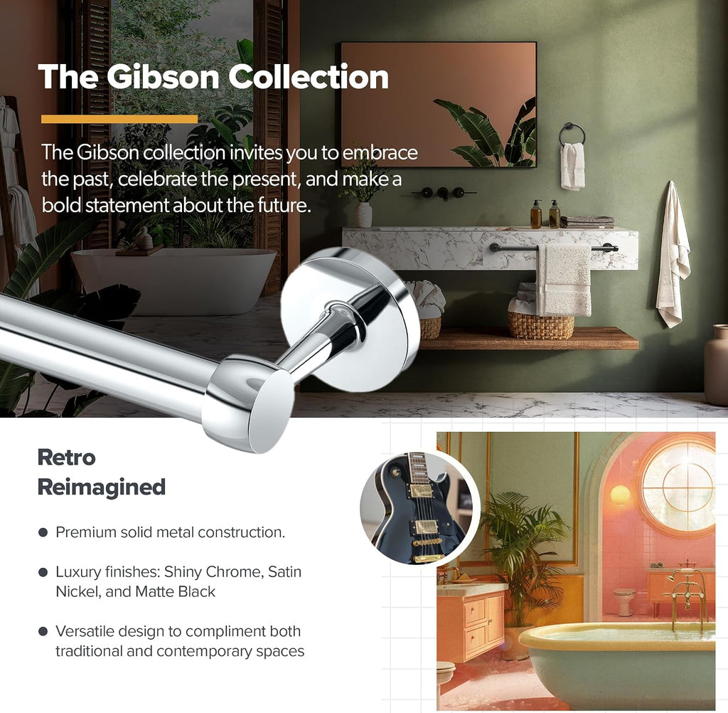 Gatco 5210MX Gibson Towel Bar, Matte Black, Wall-Mounted Bathroom Towel Bar, Retro Modern Decorative Hardware, Heavy Duty Metal with EZ Ancor Mounting