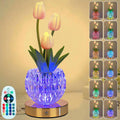 Tulip Table Lamp, 16 Color Changing Glass Night Light with Remote, Touch Dimming Artificial Flower Light, LED Colored Light Romantic Flower Decoration Gift for Girl Women Mom