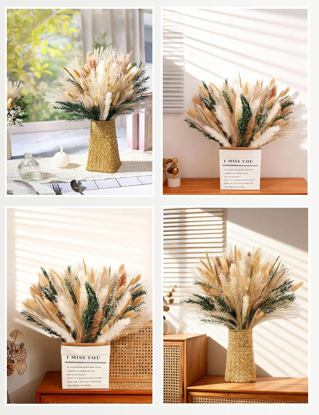 100Ps Dried Flowers Bouquet, Pampas, Rustic Home Decor, Wedding Centerpieces. (100)
