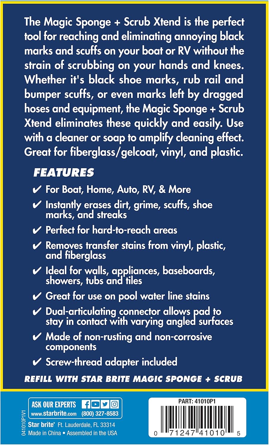 STAR BRITE Ultimate Magic Sponge + Scrub Xtend for Pool, RV, Boat & Home