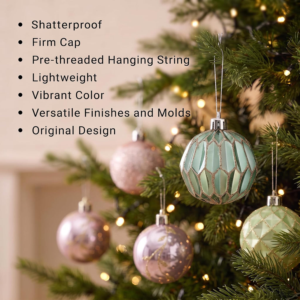 DecorbyHannah 9ct 3.15inch Christmas Ornaments Tree Decorations Pink Green