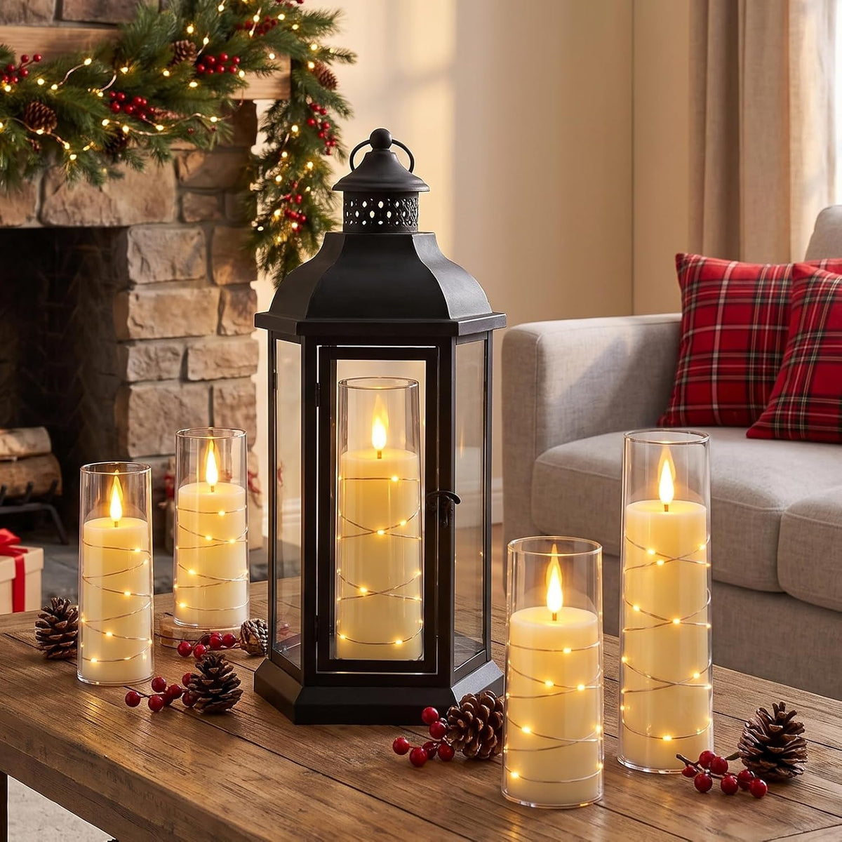 Rechargeable Flameless Candles String Light Battery Operated 2 Remote Clear