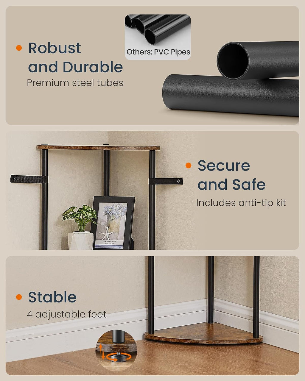 SONGMICS HOME 5-Tier Corner Shelf, Toolless Assembly